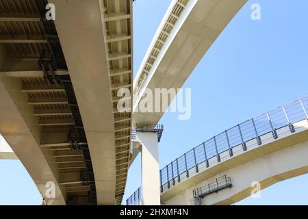 Highways that draw curves and intersect intricately Stock Photo