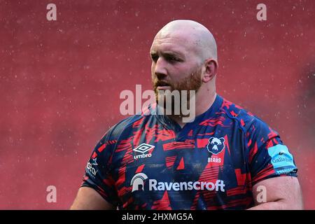 Bristol, UK. 13th Mar, 2022. Joe Joyce of Rugby Bristol Bears, during ...