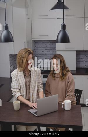 Caucasian colleague friendship working. Business team meeting at home office.  Stock Photo