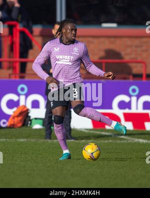 13th March 2022 ; Dens Park, Dundee, Scotland: Scottish Cup football, Dundee versus Rangers; Calvin Bassey of Rangers Stock Photo