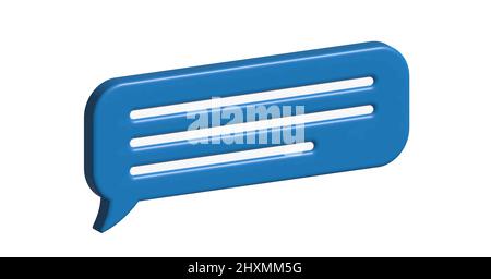 Glossy blue speech bubble, dialogue, messenger shape. 3D render vector icons for social media or website Stock Vector