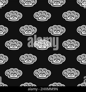 Brass knuckles fashion seamless pattern. Vector hand drawn doodle cartoon line illustration. Brass knuckles seamless pattern Stock Vector