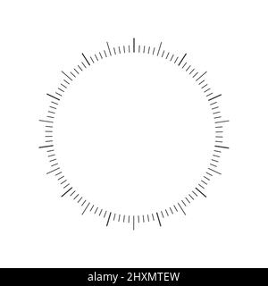 Round 360 degree measuring scale of barometer, speedometer, compass, thermometer. Circular measuring tool isolated on white background. Vector graphic illustration Stock Vector