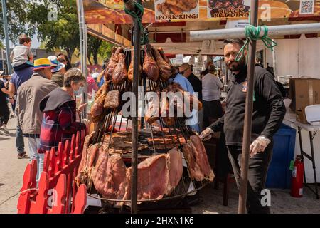 Miami, Florida, USA - March 13, 2022: Annual Calle Ocho Music Festival ;in Little Havana in Miami, FL Stock Photo