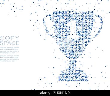 Abstract Geometric Circle dot molecule particle pattern Number one Trophy shape, VR technology Winner concept design blue color illustration isolated Stock Vector