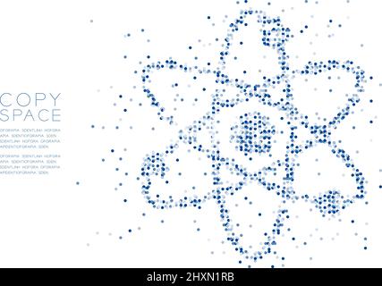 Abstract Geometric Circle dot molecule particle pattern Atom symbol shape, VR technology Science concept design blue color illustration isolated on wh Stock Vector
