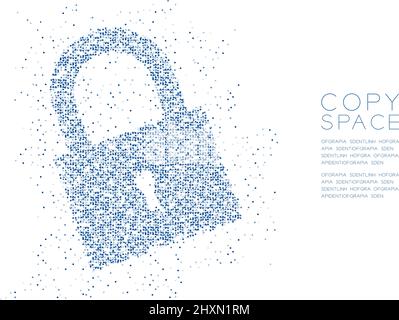 Abstract Geometric Circle dot molecule particle pattern Lock shape, VR technology Security privacy concept design blue color illustration isolated on Stock Vector