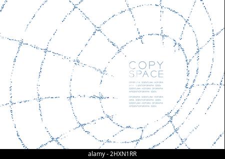 Abstract Geometric Circle dot molecule particle pattern Wireframe shape, VR technology Internet concept design blue color illustration isolated on whi Stock Vector