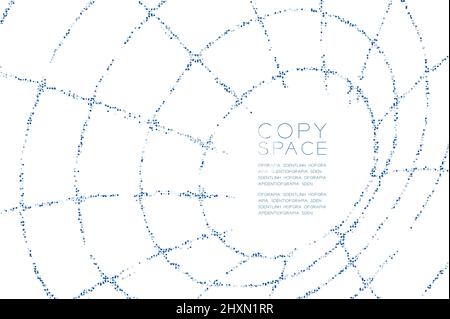 Abstract Geometric Circle dot molecule particle pattern Wireframe shape, VR technology Internet concept design blue color illustration isolated on whi Stock Vector