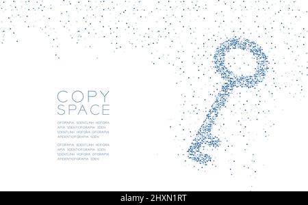 Abstract Geometric Circle dot molecule particle pattern Key shape, VR technology Security privacy concept design blue color illustration isolated on w Stock Vector