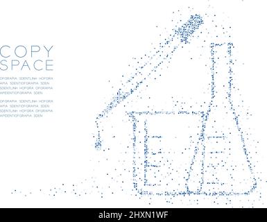 Abstract Geometric Circle dot molecule particle pattern Dropper, beaker and flask shape, VR technology Science Lab Equipment concept blue color illust Stock Vector