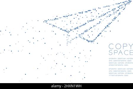 Abstract Geometric Circle dot molecule particle pattern Paper plane shape, VR technology business vision concept design blue color illustration isolat Stock Vector