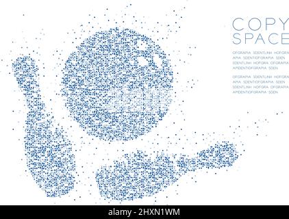 Abstract Geometric Circle dot molecule particle pattern Bowling strike pins shape, VR technology sport concept design blue color illustration isolated Stock Vector