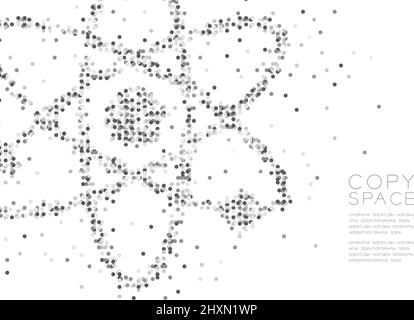 Abstract Geometric Circle dot molecule particle pattern Atom symbol shape, VR technology Science concept design black color illustration isolated on w Stock Vector