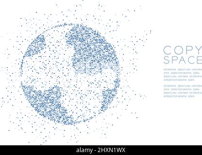 Abstract Geometric Circle dot molecule particle pattern Globe shape, VR technology World business concept design blue color illustration isolated on w Stock Vector