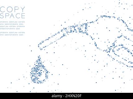 Abstract Geometric Circle dot molecule particle pattern Gas nozzle transport energy shape, VR technology NFT concept design blue color illustration is Stock Vector