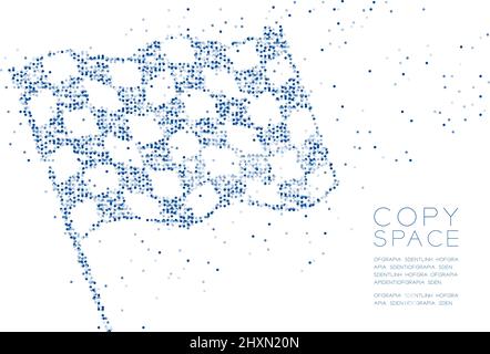 Abstract Geometric Circle dot molecule particle pattern Checkered flag shape, VR technology business success concept design blue color illustration is Stock Vector