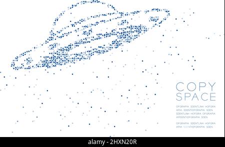 Abstract Geometric Circle dot molecule particle pattern UFO alien spaceship shape, VR technology space exploration concept design blue color illustrat Stock Vector