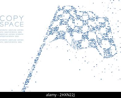 Abstract Geometric Circle dot molecule particle pattern Checkered flag shape, VR technology business success concept design blue color illustration is Stock Vector