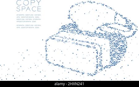 Abstract Geometric Circle dot molecule particle pattern VR gadget headset shape, Virtual Reality technology concept design blue color illustration iso Stock Vector