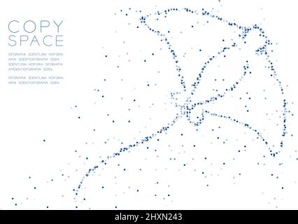 Abstract Geometric Circle dot molecule particle pattern Stingray shape, VR technology aquatic animal and marine life concept design blue color illustr Stock Vector