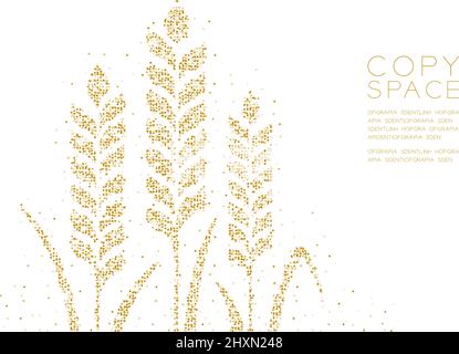 Abstract Geometric Circle dot molecule particle pattern Wheat shape, VR technology Bakery cooking concept design gold color illustration isolated on w Stock Vector
