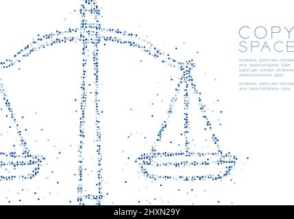 Abstract Geometric Circle dot molecule particle pattern Scales balance shape, VR technology law concept design blue color illustration isolated on whi Stock Vector