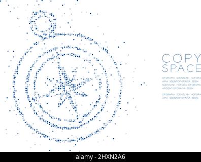 Abstract Geometric Circle dot molecule particle pattern Compass shape, VR technology travel concept design blue color illustration isolated on white b Stock Vector