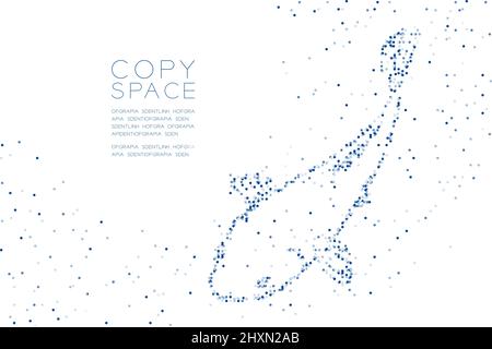 Abstract Geometric Circle dot molecule particle pattern Carp or Koi fish shape, VR technology aquatic animal and marine life concept blue color illust Stock Vector