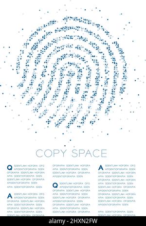 Abstract Geometric Circle dot molecule particle Fingerprint shape, VR technology identity verify design blue color illustration isolated on white back Stock Vector