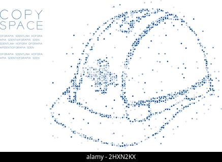 Abstract Geometric Circle dot molecule particle Helmet construction shape, VR technology safety first system concept design black color illustration i Stock Vector