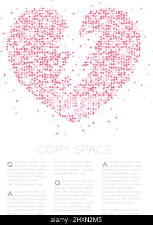 Breaking Heart icon Abstract Geometric Circle dot pixel pattern, Valentine's day concept design pink color illustration on white background with copy Stock Vector
