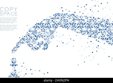 Abstract Geometric Circle dot molecule particle pattern Hand move pawn chess, VR technology Business strategy concept design blue color illustration i Stock Vector