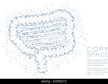 Intestine shape Abstract Geometric Circle dot pixel pattern, Medical Science Organ concept design blue color illustration isolated on white background Stock Vector