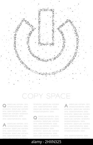 Abstract Geometric Circle dot pixel pattern Power sign icon, Technology concept design black color illustration on white background with copy space, v Stock Vector