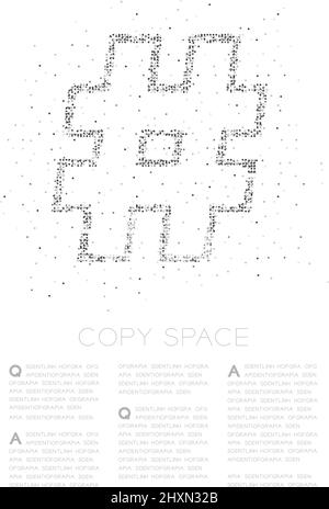 Abstract Geometric Circle dot pixel pattern Hashtag sign, social network connect concept design black color illustration on white background with copy Stock Vector