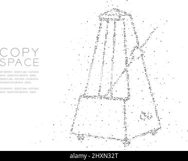 Abstract Geometric Circle dot pixel and Triangle pattern Metronome shape, music concept design black color illustration on white background with copy Stock Vector