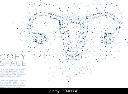 Ovary and uterus shape Abstract Geometric Circle dot pixel pattern, Medical Science Organ concept design blue color illustration isolated on white bac Stock Vector