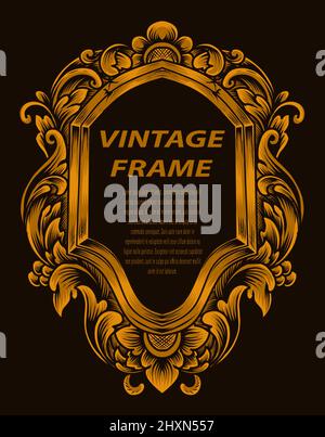 Vintage border frame with engraving ornament Stock Vector