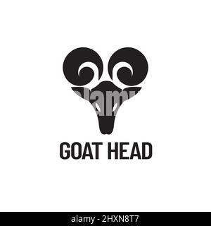 Goat head design logo unique horn black silhouette,goat,animal Stock Vector