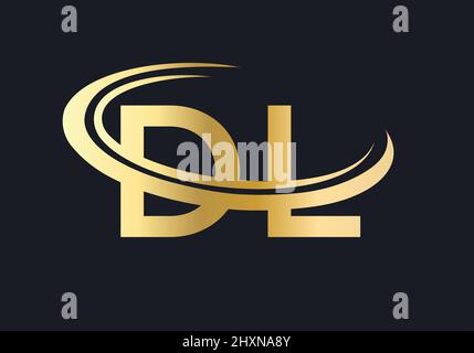 premium DL logo monogram with gold circle frame. luxury initials design ...