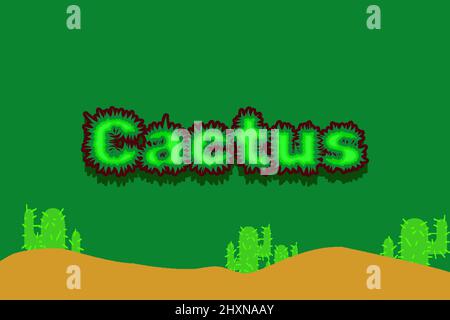 Editable text effects Cactus , words and font can be changed Stock Vector