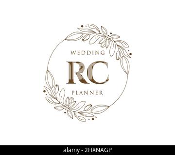 RC Initials letter Wedding monogram logos collection, hand drawn modern minimalistic and floral templates for Invitation cards, Save the Date, elegant Stock Vector