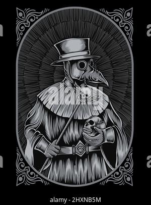 illustration scary plague doctor with skull Stock Vector Image & Art ...