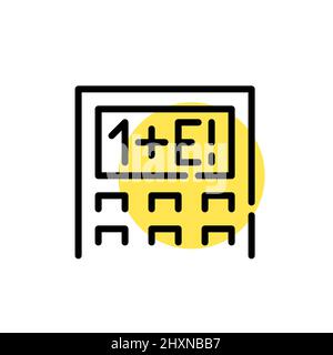 Calculator icon. Maths, economics and analytics. Pixel perfect, editable stroke fun color Stock Vector