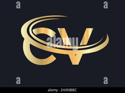 Monogram letter CV logo design Vector. CV letter logo design with ...