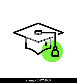 Graduation cap. Pixel perfect, editable stroke fun color icon Stock Vector