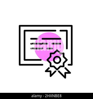 School and university diploma. Pixel perfect, editable stroke fun color icon Stock Vector