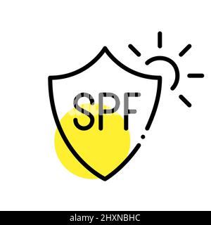 Sunscreen SPF protection to prevent ageing and skin cancer. Pixel perfect, editable stroke icon Stock Vector