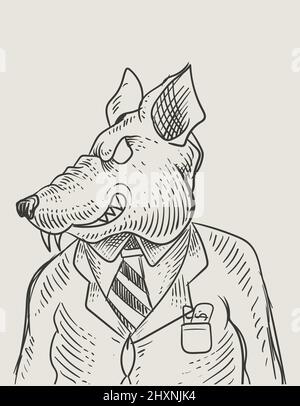 illustration vintage Rat engraving style Stock Vector